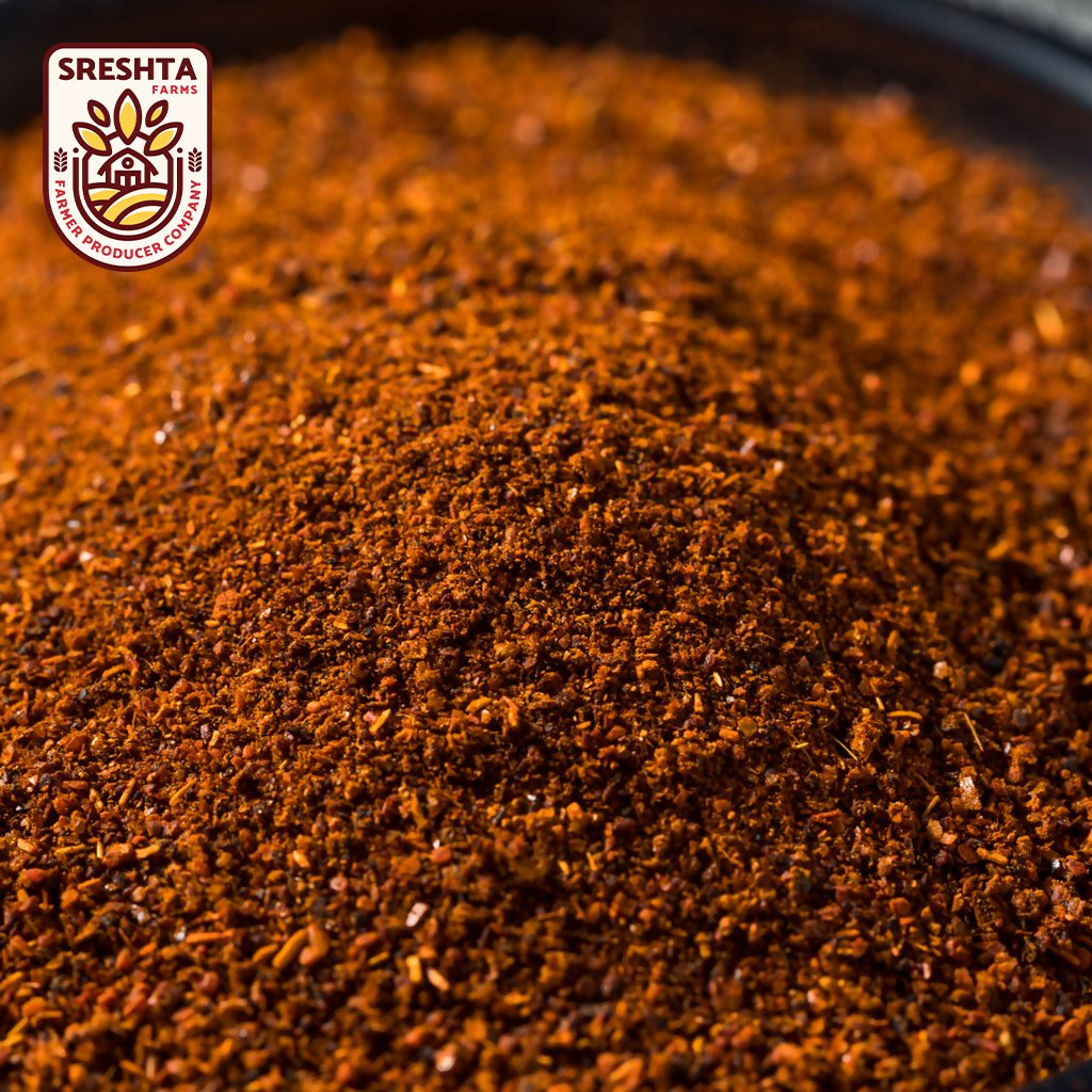 Sreshta Farms Spicy Black Powder Nalla Karam Podi | Grocsy