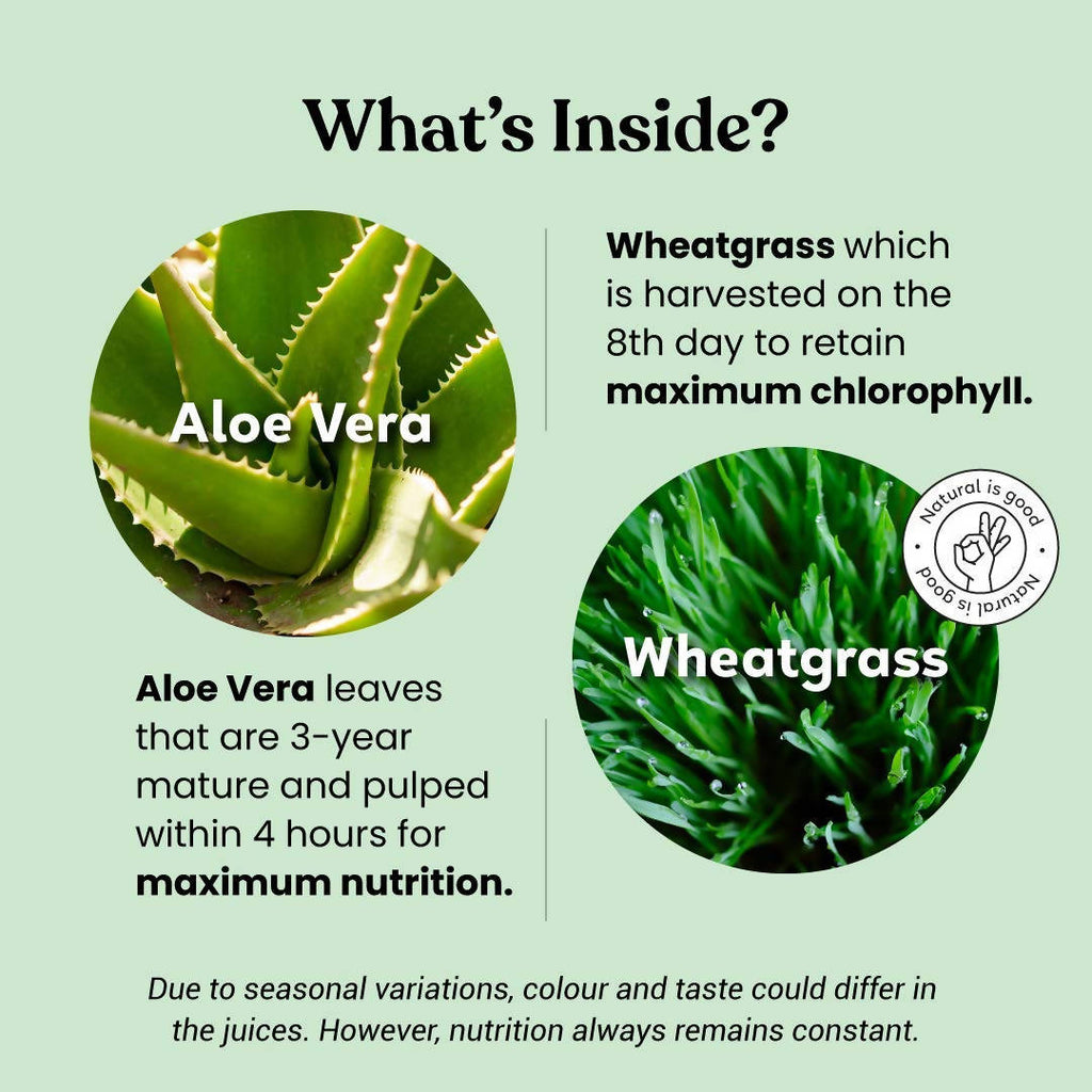 Kapiva Ayurveda Aloe Vera + Wheatgrass Juice | Grocsy