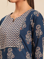 Sangria Women Ethnic Motifs Printed Gotta Patti Pure Cotton Kurta with Trousers | Grocsy