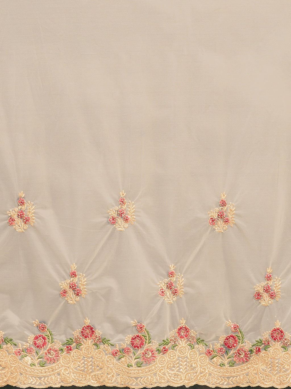 Tikhi Imli Off-White & Gold-Coloured Net Embroidered Saree | Grocsy