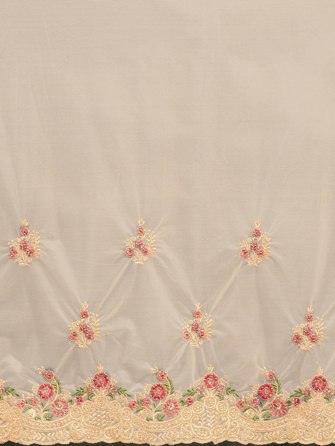 Tikhi Imli Off-White & Gold-Coloured Net Embroidered Saree | Grocsy