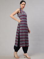 Aks Striped Regular Pure Cotton Kurta With Salwar | Grocsy