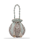 Masq Women Green & Silver-Toned Embellished Potli Clutch