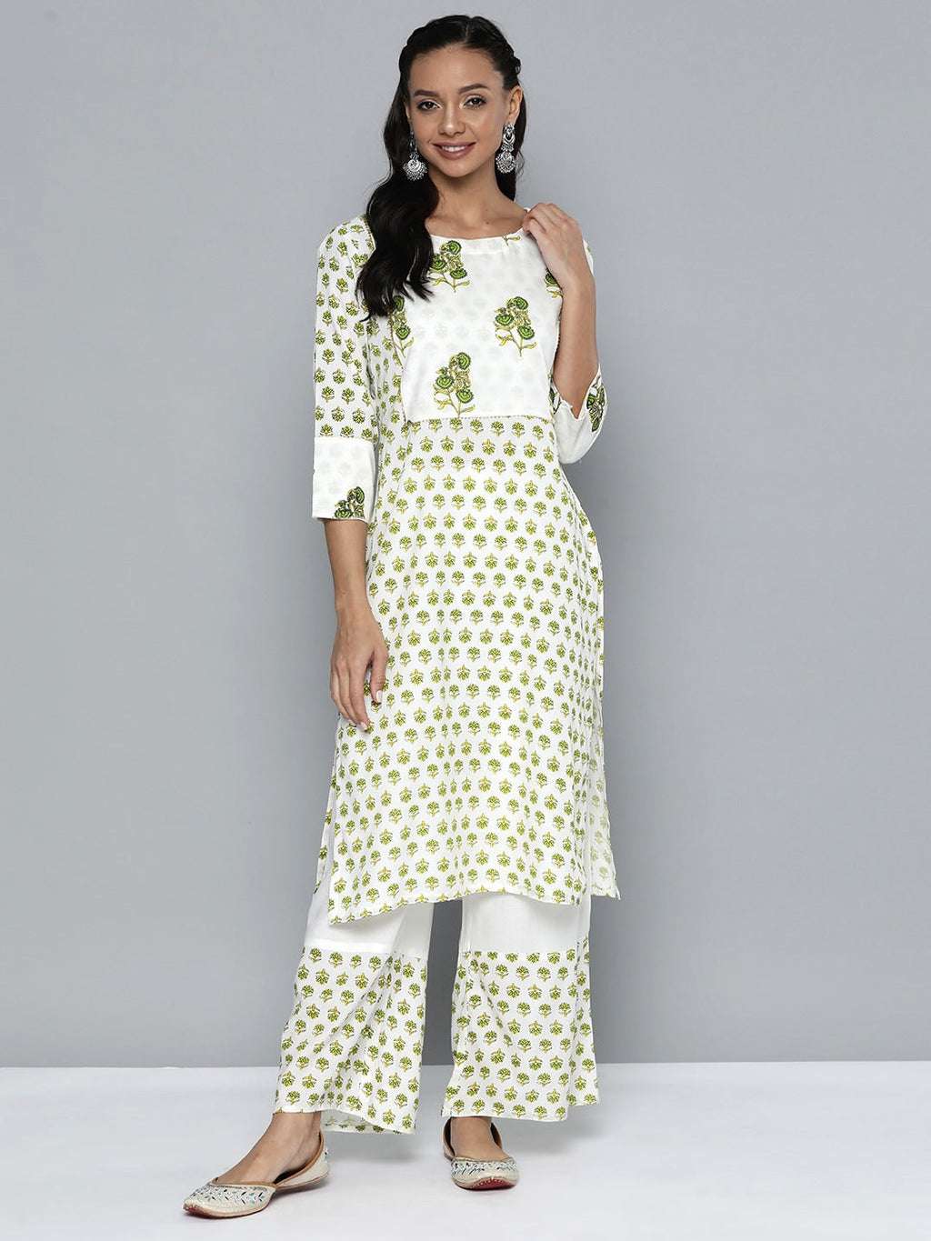 HERE&NOW Printed Regular Kurta with Palazzos | Grocsy