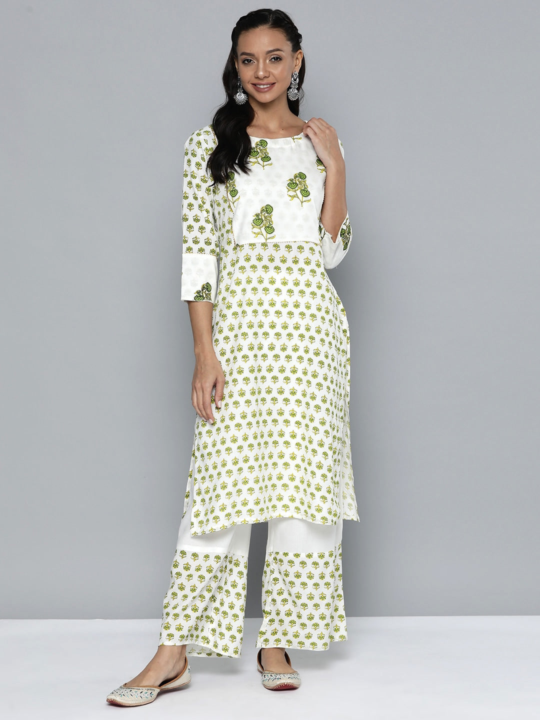 HERE&NOW Printed Regular Kurta with Palazzos | Grocsy