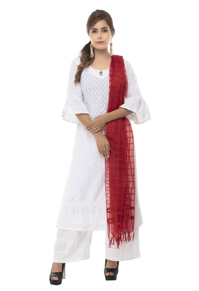 Mominos Fashion Red Cotton Square Dupatta | Grocsy