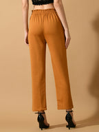 Myshka Women's Mustard Straight Fit Party Trouser | Grocsy