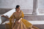 Kesar Fab Dark-Mustard Banarasi Silk Hand_Woven Lehenga | Grocsy