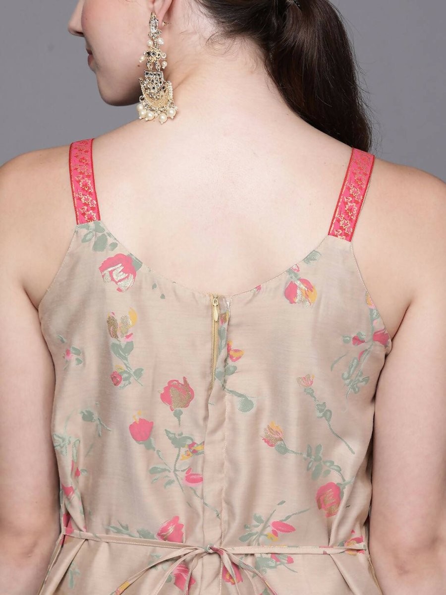 Ahalyaa Women Tan Printed Basic Jumpsuit | Grocsy