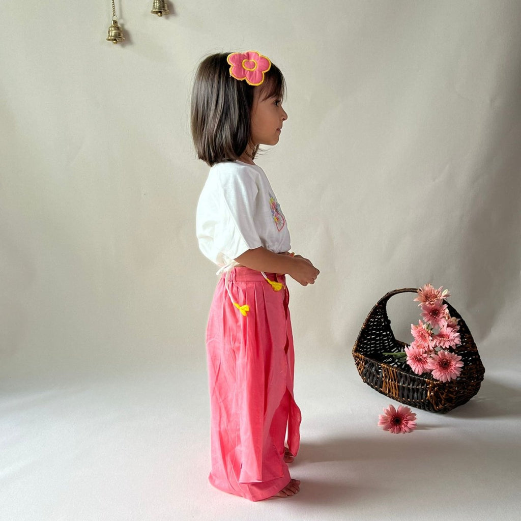ArthLife Pink White Cycle Embroidered Co-Ord Set | Grocsy