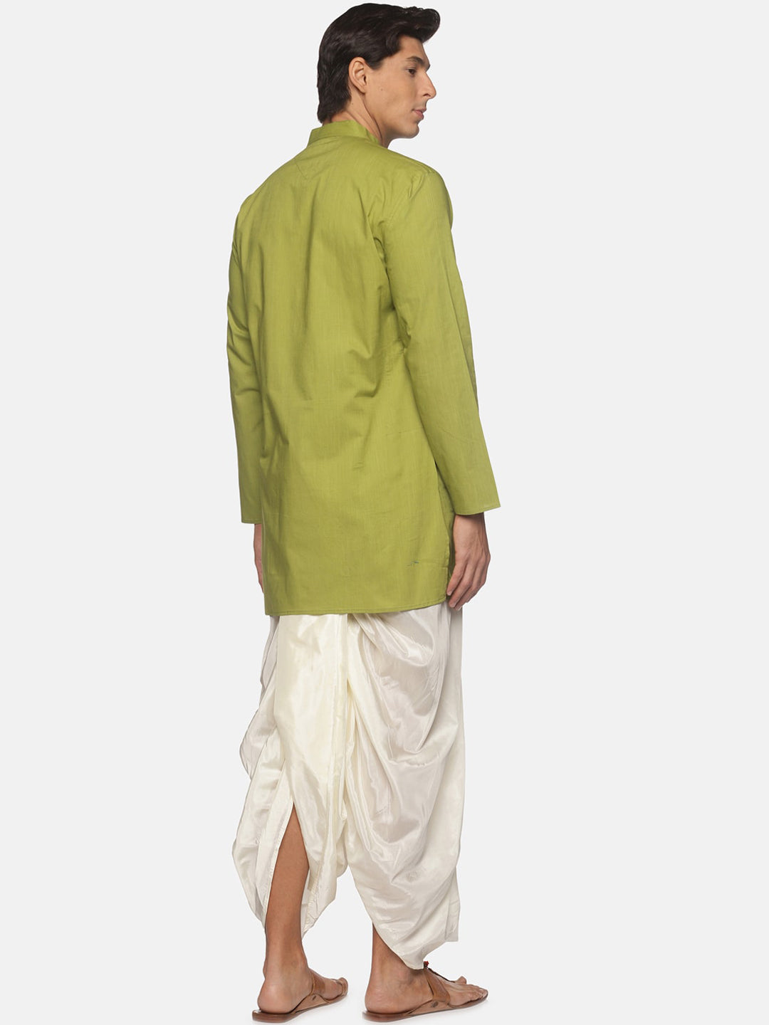 Sethukrishna Men Green Pure Cotton Kurta with Dhoti Pants | Grocsy