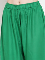 TAG 7 Women Green Solid Wide Leg Palazzos | Grocsy