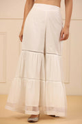 Juniper Women's White Cambric Tiered Sharara | Grocsy