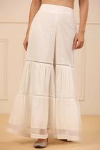 Juniper Women's White Cambric Tiered Sharara | Grocsy