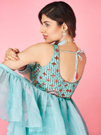 Myra Sky Blue Art Silk Designer Lehenga | Grocsy