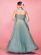 Myra Sky Blue Art Silk Embroidered Designer Lehenga | Grocsy