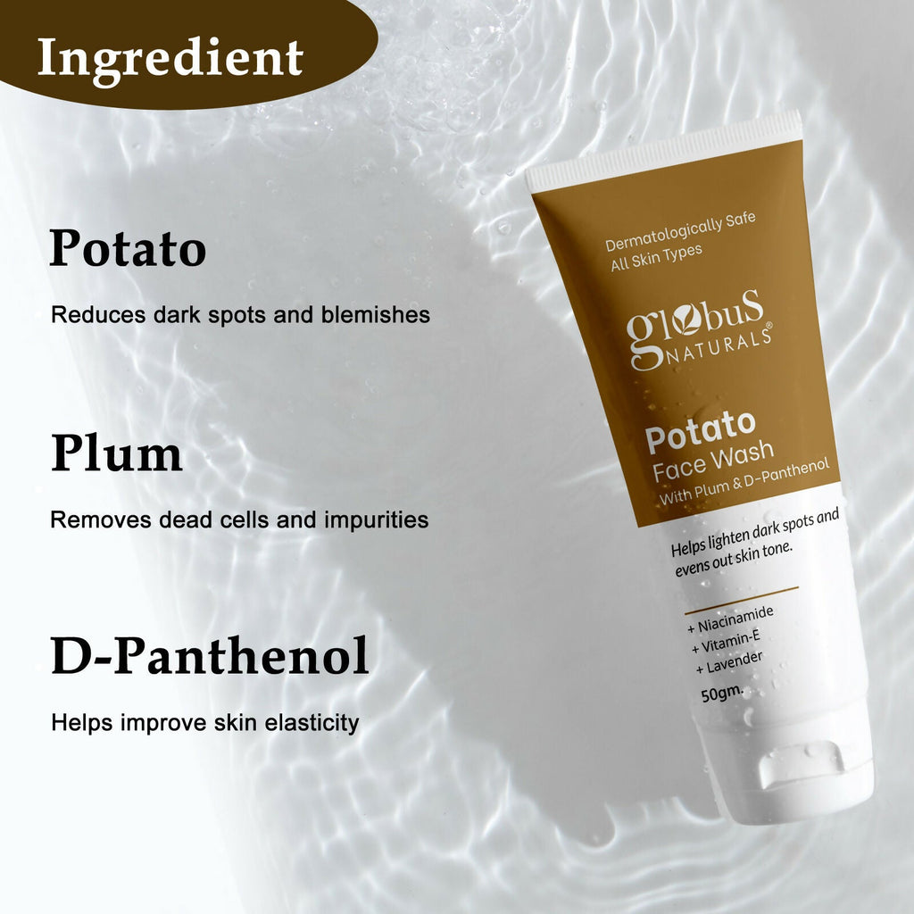 Globus Naturals Potato Face Wash with Plum & D-Panthenol | Grocsy