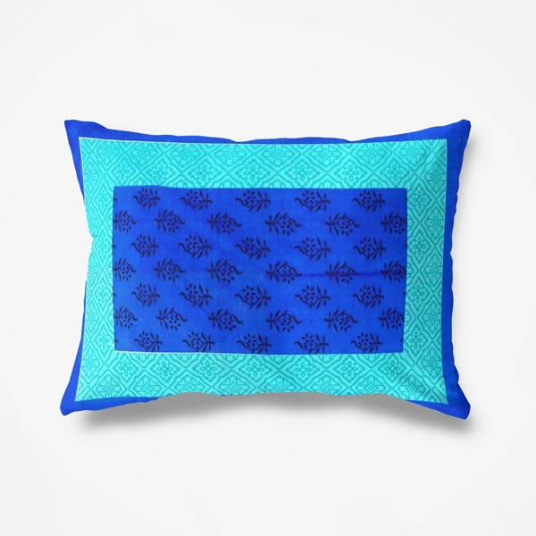 Vamika Printed Cotton Blue Bedsheet With Pillow Covers (LEOC_GADD_B) | Grocsy