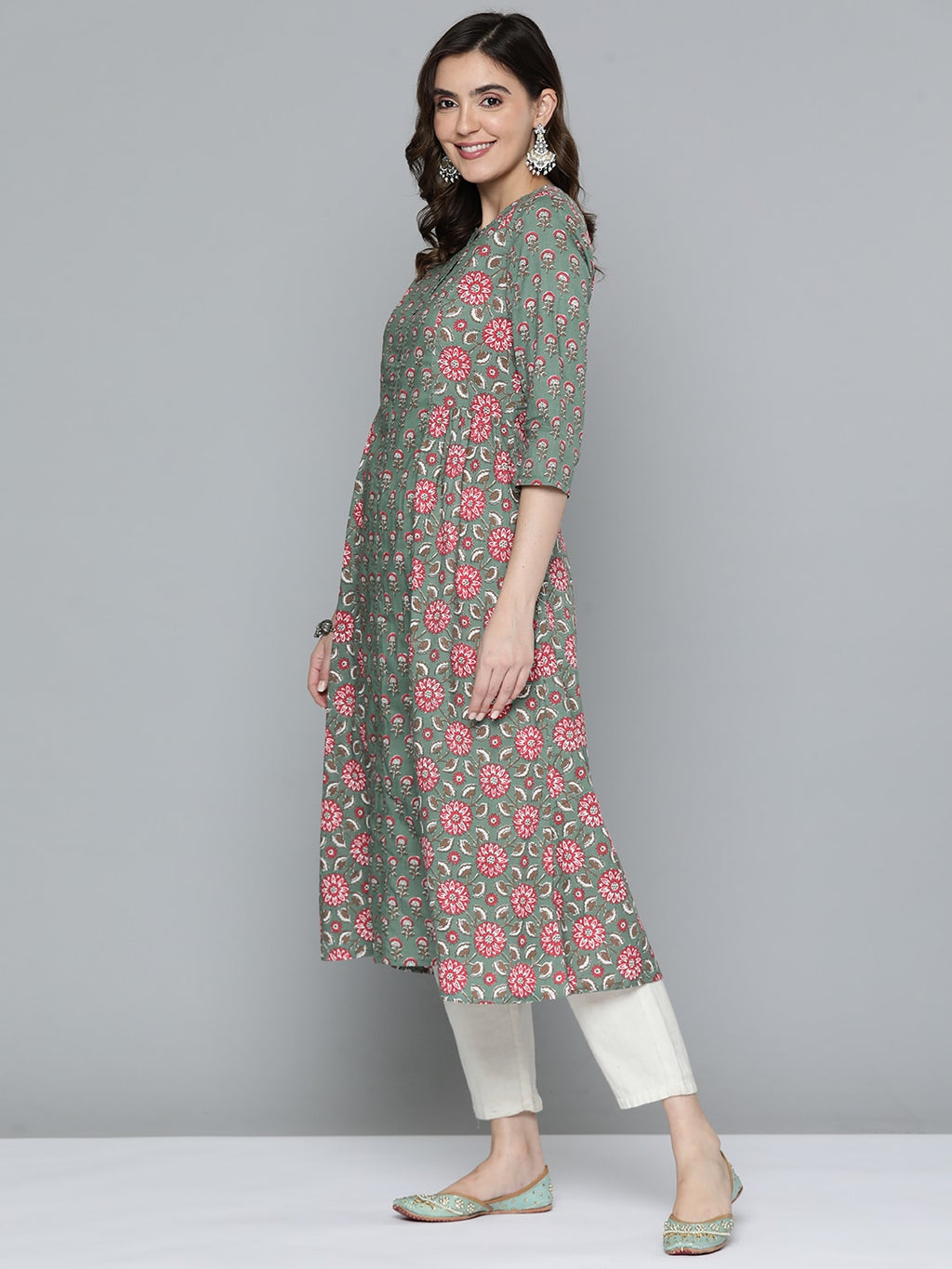 HERE&NOW Pure Cotton Ethnic Motifs Printed Kurta | Grocsy