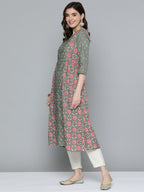 HERE&NOW Pure Cotton Ethnic Motifs Printed Kurta | Grocsy