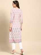 Sangria Women Pink Floral Embroidered Kurta | Grocsy