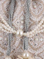 Masq Tan & White Embroidered Potli Clutch