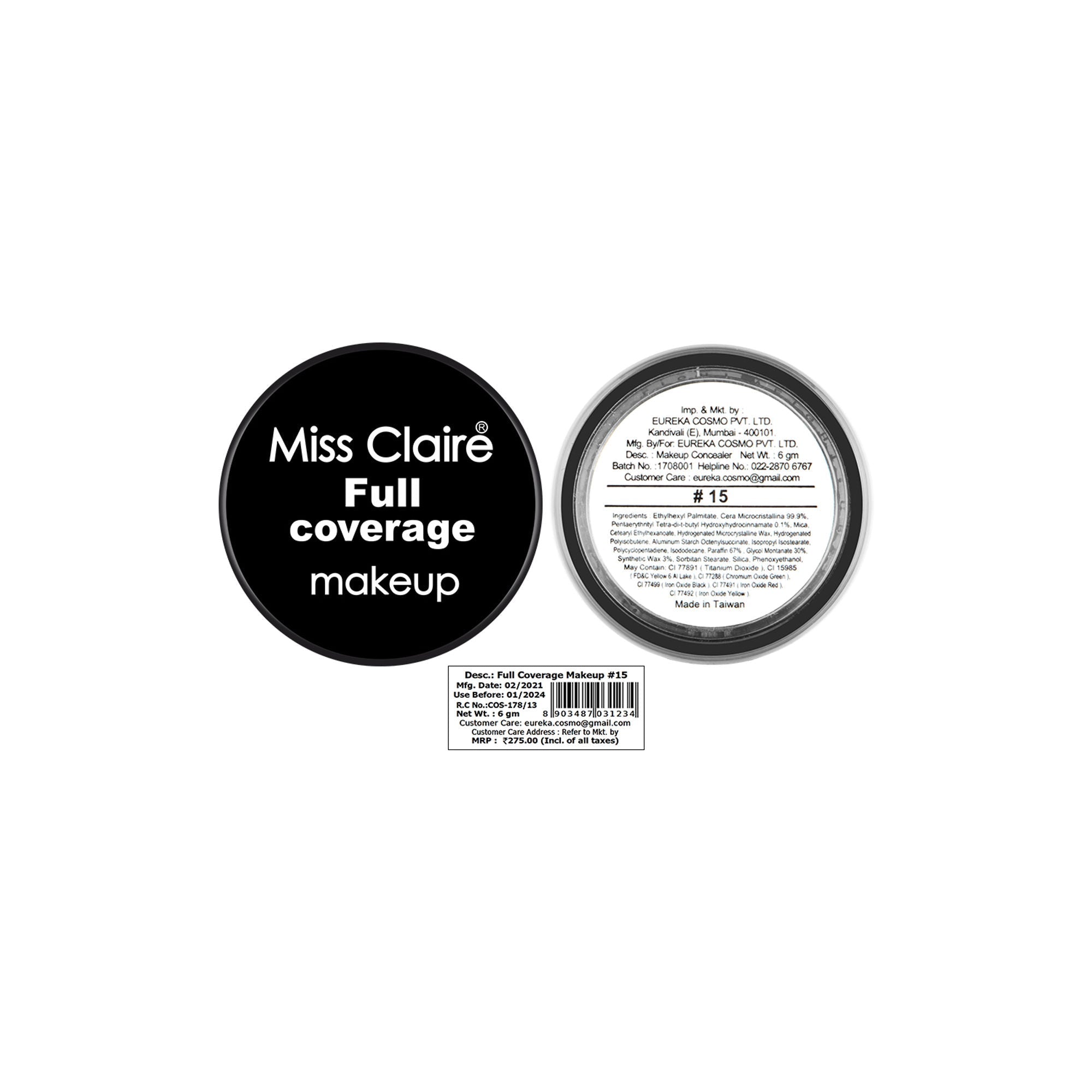 Miss Claire Full Coverage Makeup + Concealer - 15 | Grocsy
