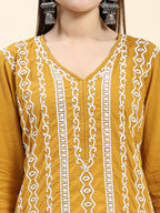 HOUSE OF KARI Ethnic Motifs Embroidered Chikankari Cotton Kurta | Grocsy