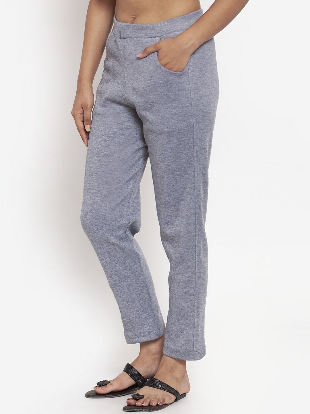TAG 7 Women Grey Woolen Ankle-Length Leggings Pants | Grocsy