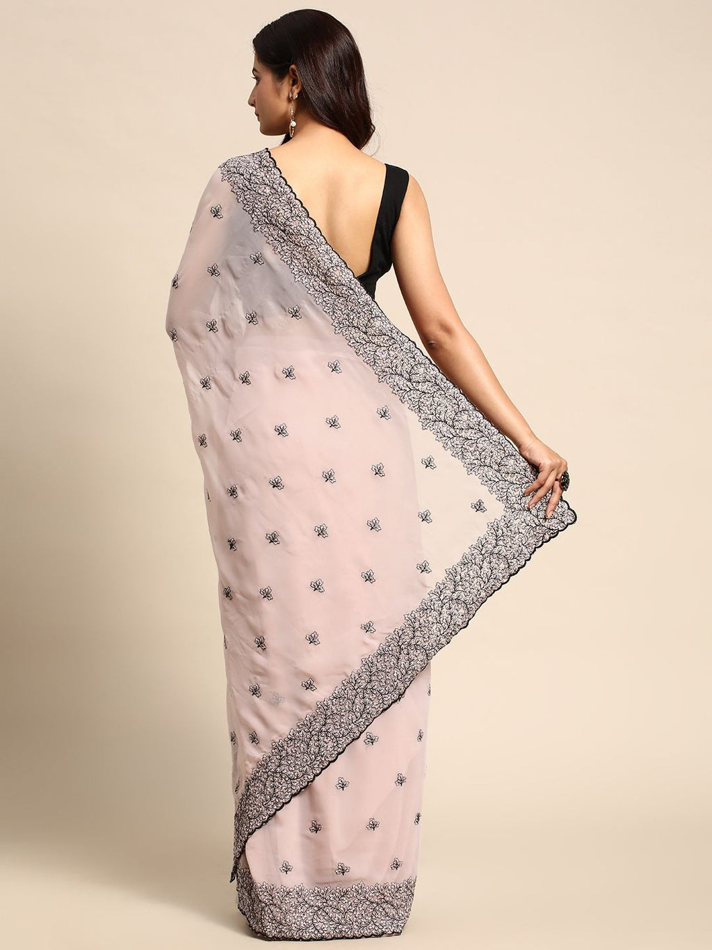 kasee Floral Pure Chiffon Saree | Grocsy