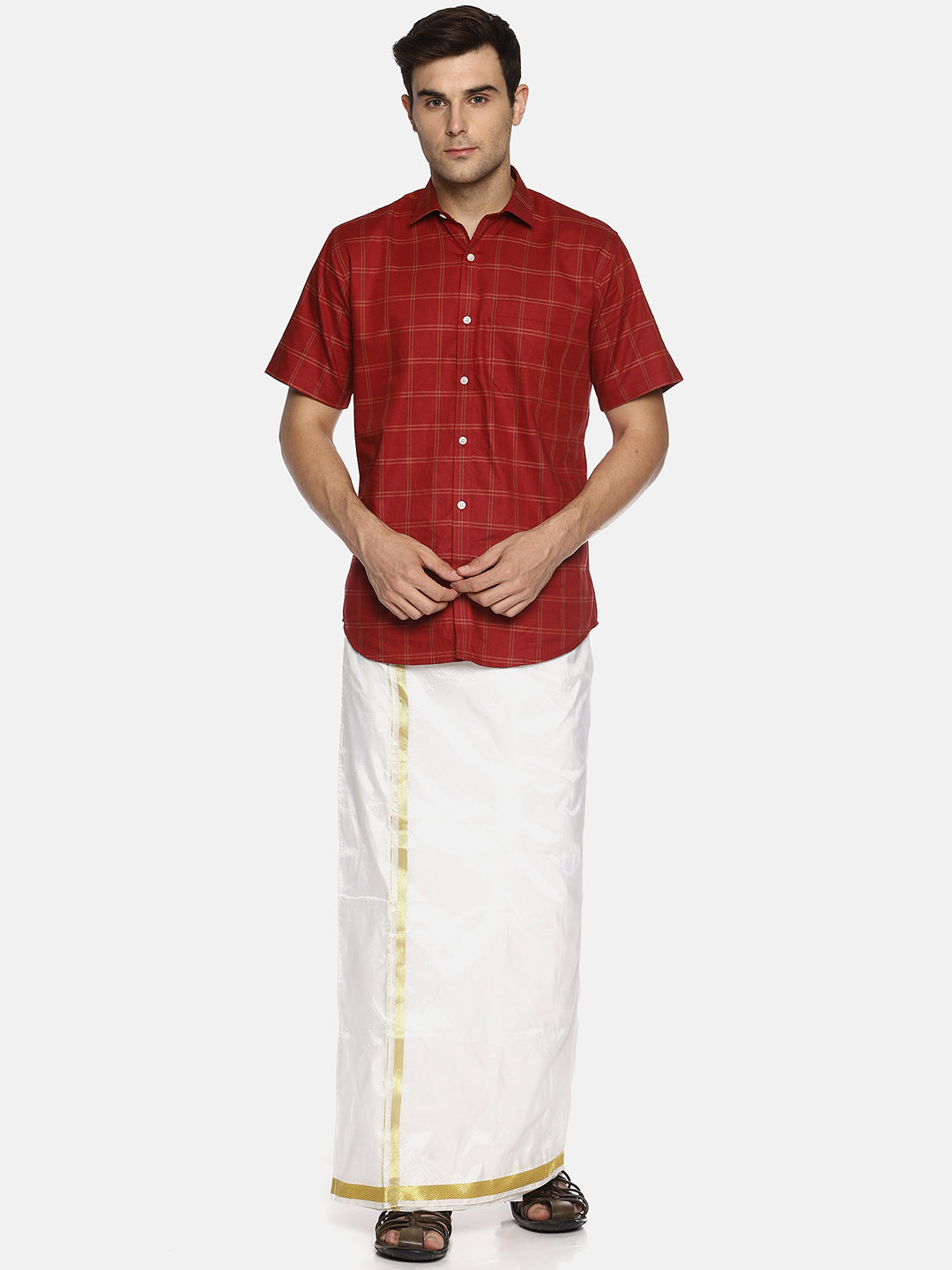 Sethukrishna White Solid Readymade Dhoti For Men | Grocsy