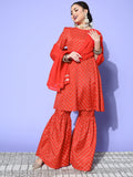 HERE&NOW Women Bandhani Polyester Fusion Bottom Kurta Set | Grocsy