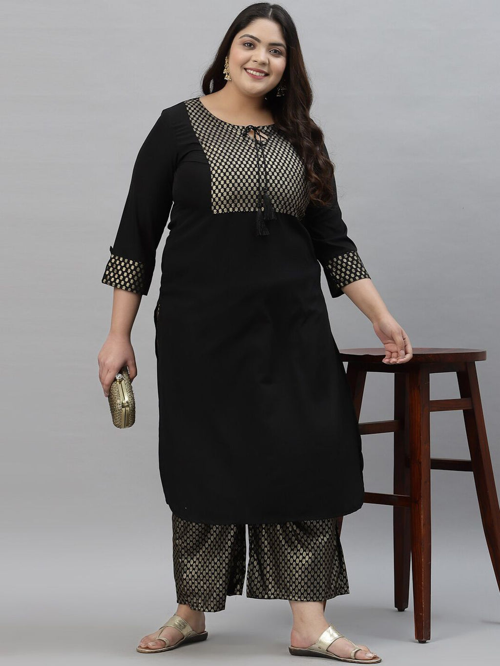 Sztori Ethnic Motifs Yoke Design Kurta with Palazzos | Grocsy