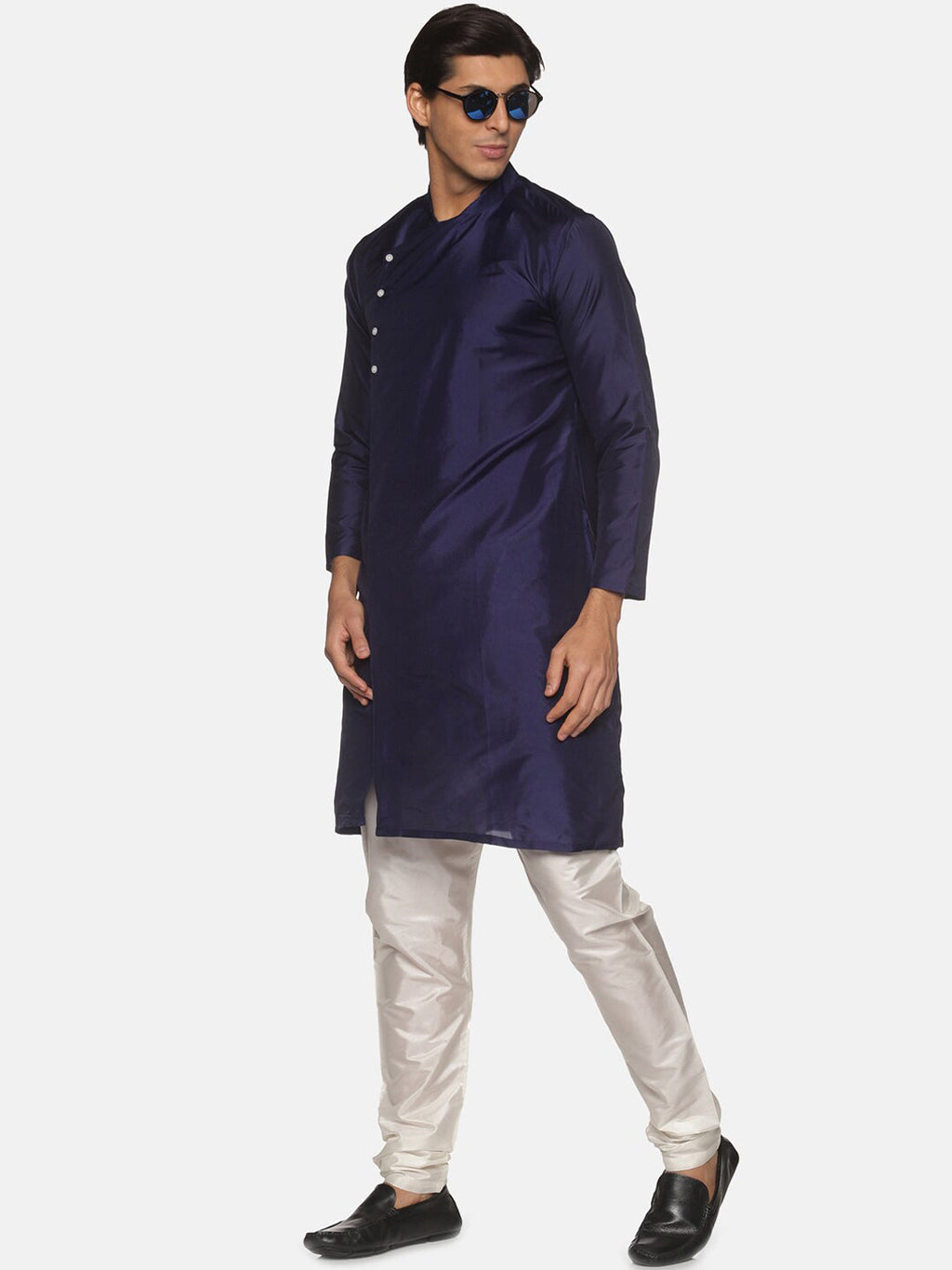 Sethukrishna Navy Blue Kurta with Pyjamas For Men | Grocsy