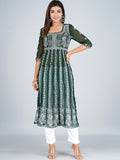 HERE&NOW Ethnic Motifs Embroidered Square Neck Georgette Anarkali Kurta | Grocsy