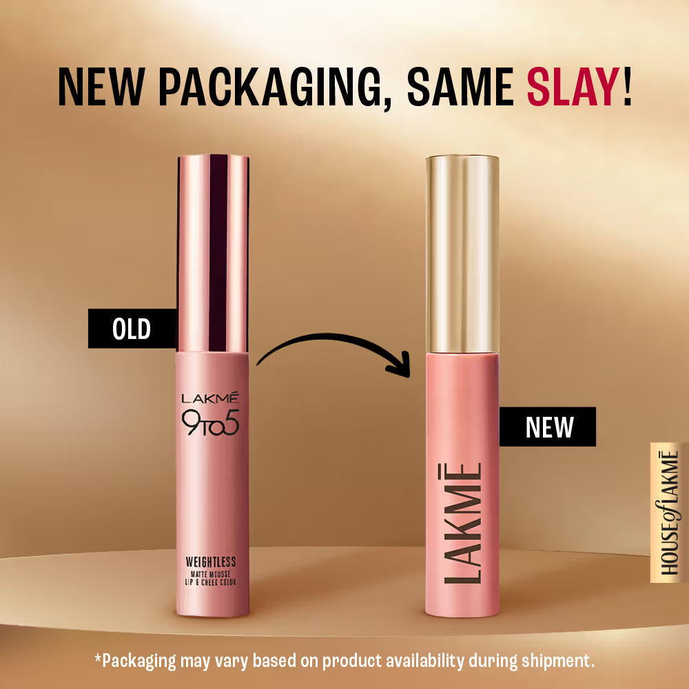Lakme 9 To 5 Double Duty Lip & Cheek Mousse Matte Lipstick & Soft Blush, Blush Velvet | Grocsy