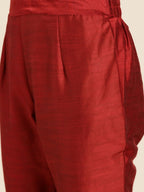 All About You Women Maroon & Golden Embroidered Regular Kurta with Trousers & Dupatta | Grocsy