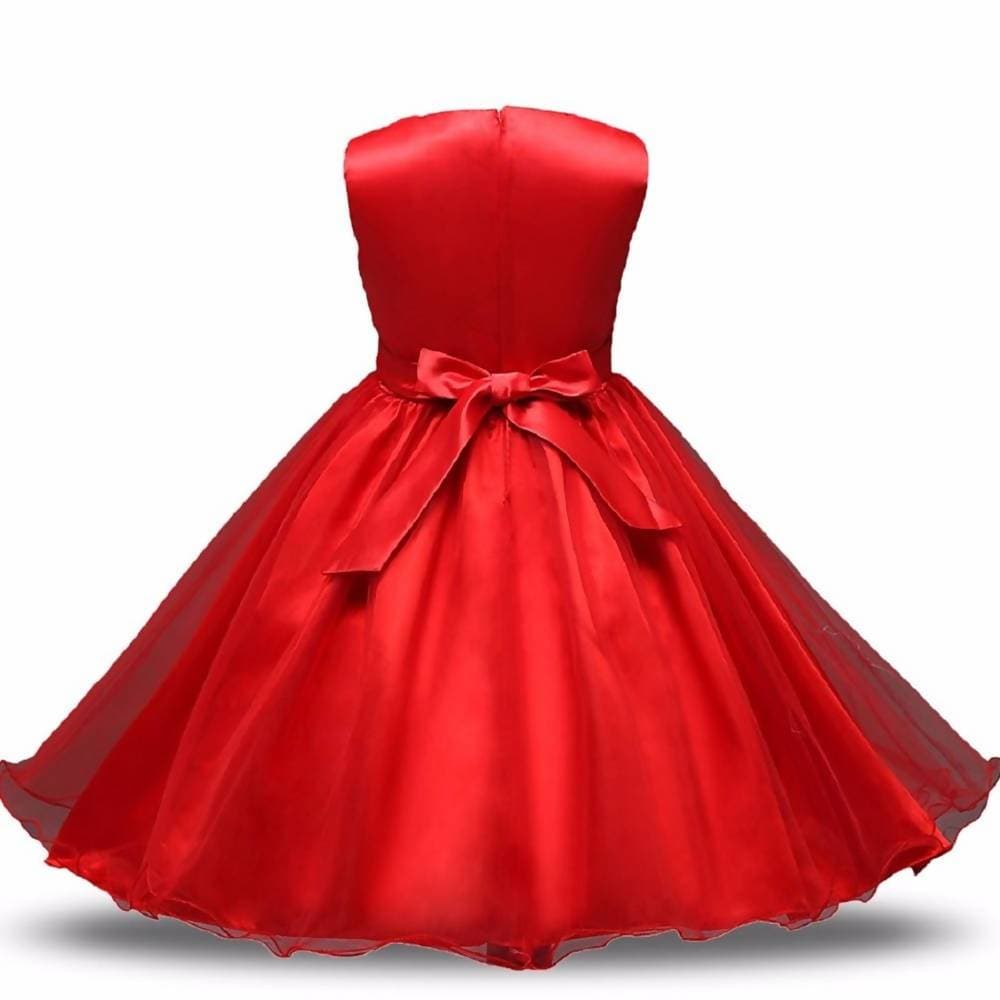 Asmaani Baby Girl's Red Color Satin Trendy Full Length Dress (AS-DRESS-22043) | Grocsy