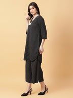 Joban Fashion Black Cotton Khatha & Hand Work Co-ord Set | Grocsy