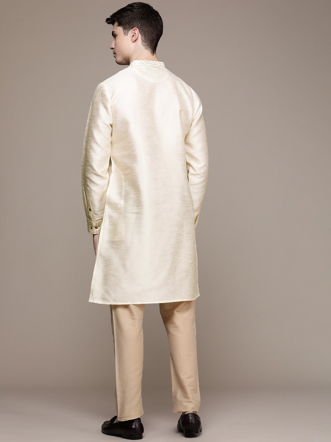 House of Pataudi Ethnic Motifs Yoke Design Sequinned Jashn Kurta | Grocsy