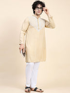 HOUSE OF KARI Ethnic Motifs Yoke Design Mandarin Collar Chikankari Pure Cotton Kurta | Grocsy