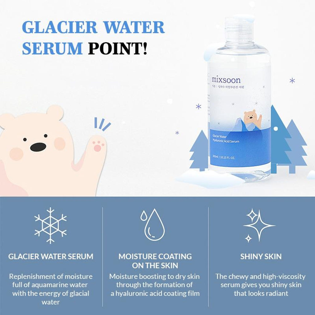 Mixsoon Glacier Water Hyaluronic Acid Serum, Deep Hydration, Plumps Skin & Locks Moisture | Grocsy
