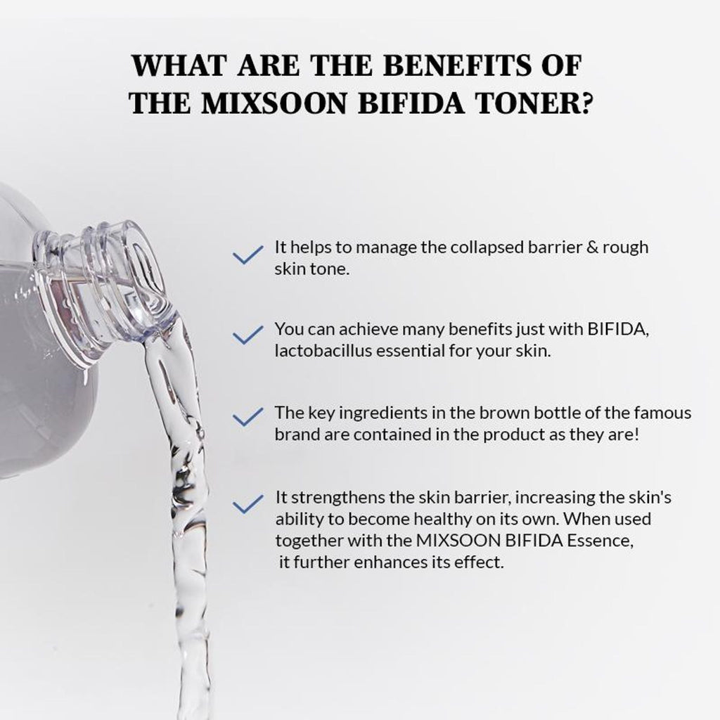 Mixsoon Bifida Toner, Strengthens Skin Barrier & Repairs Damaged Skin with Probiotics | Grocsy