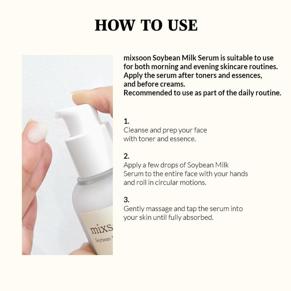 Mixsoon Korean Soybean Milk Serum, Hydrates & Smoothens Dry, Dull Skin with Fermented Soy Proteins | Grocsy