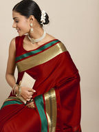 Saree Mall Maroon & Gold-Toned Zari Silk Blend Uppada Sarees | Grocsy