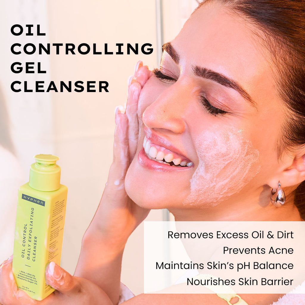 Hyphen By Kriti Sanon Oil Control Daily Cleanser, 2% AHA + BHA Salicylic Acid Face Wash, Deep Cleanses & Removes Dirt, For Men & Women | Grocsy