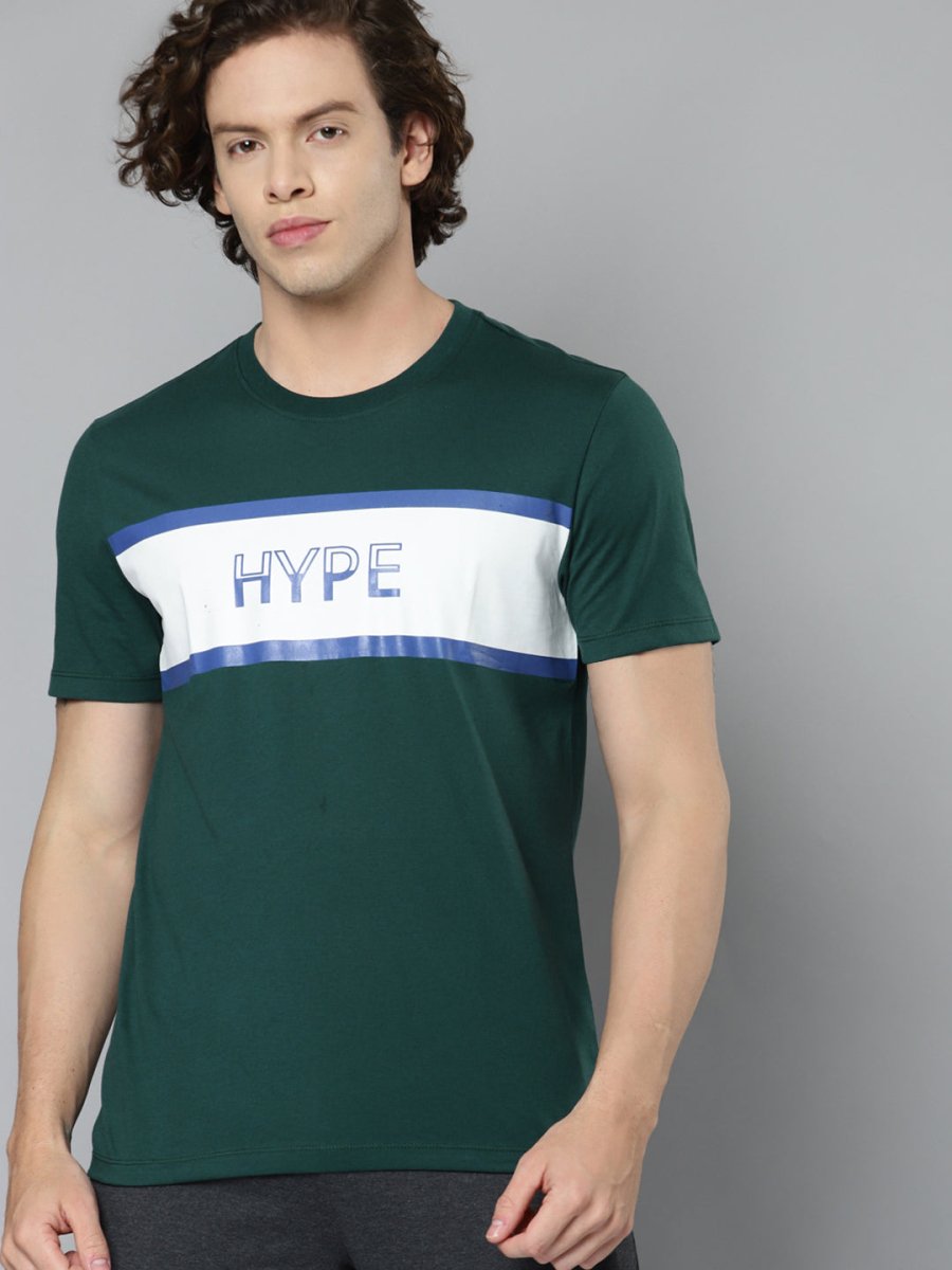 Alcis Men Green & White Typography Printed Slim Fit T-shirt | Grocsy
