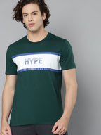 Alcis Men Green & White Typography Printed Slim Fit T-shirt | Grocsy