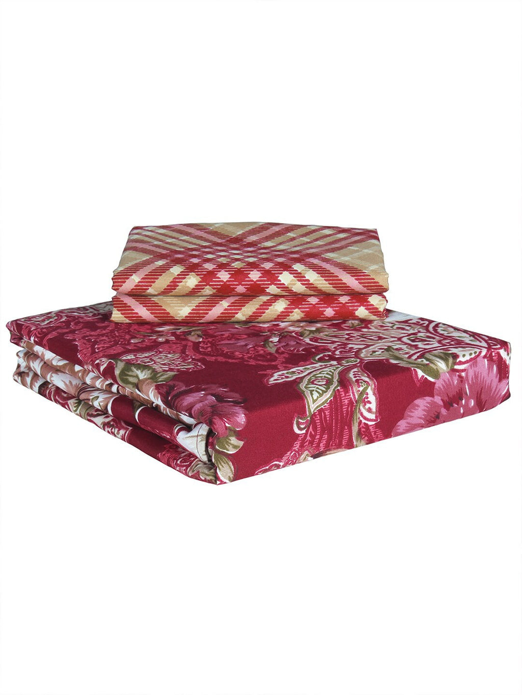 Story@home Arena Magenta & White Floral Microfiber 180 TC Queen Bedsheet & 2 Pillow Covers | Grocsy