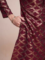 Vastranavya Traditional Festival Wear Pure Silk Thread & Sequence Embroidered Work Kurta | Grocsy
